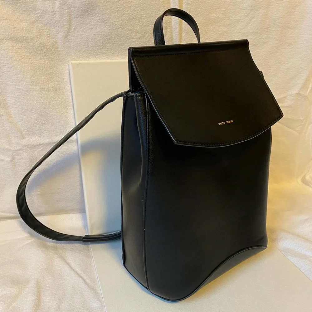 Pixie Mood Black Faux Leather Backpack
